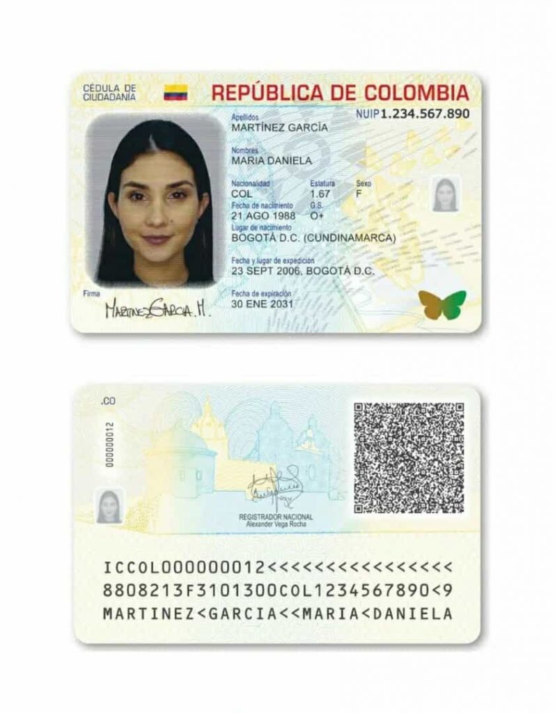 cedula colombiana mujer 